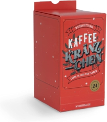 Adventskalender 2021 mit 24 kleinen Einzelfiltern (Coffeebags) in Geschenkbox zum Aufbrühen direkt in der Tasse - bestückt mit hochwertigem Filterkaffee