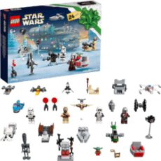 Mit 7 LEGO Star Wars Charakteren, darunter der Mandalorianer und das Kind (Grogu), auch bekannt als Baby Yoda, in festlichen Outfits